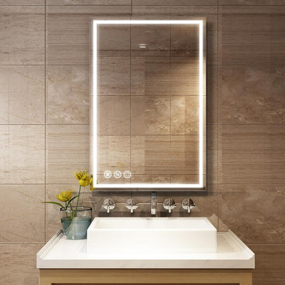 24in x 36in Frameless Led Lighted Bathroom Wall Mounted Mirror - Super Arbor