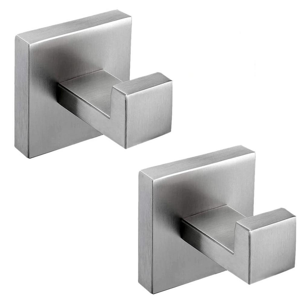 Square Bathroom Robe Hook and Towel Hook in Stainless Steel Matte Black (2-Pack) - Super Arbor