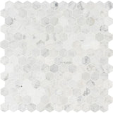 MSI Carrara White Hexagon 11.75 in. x 12 in. x 8mm Honed Marble Mesh-Mounted Mosaic Tile (9.8 sq. ft./case)