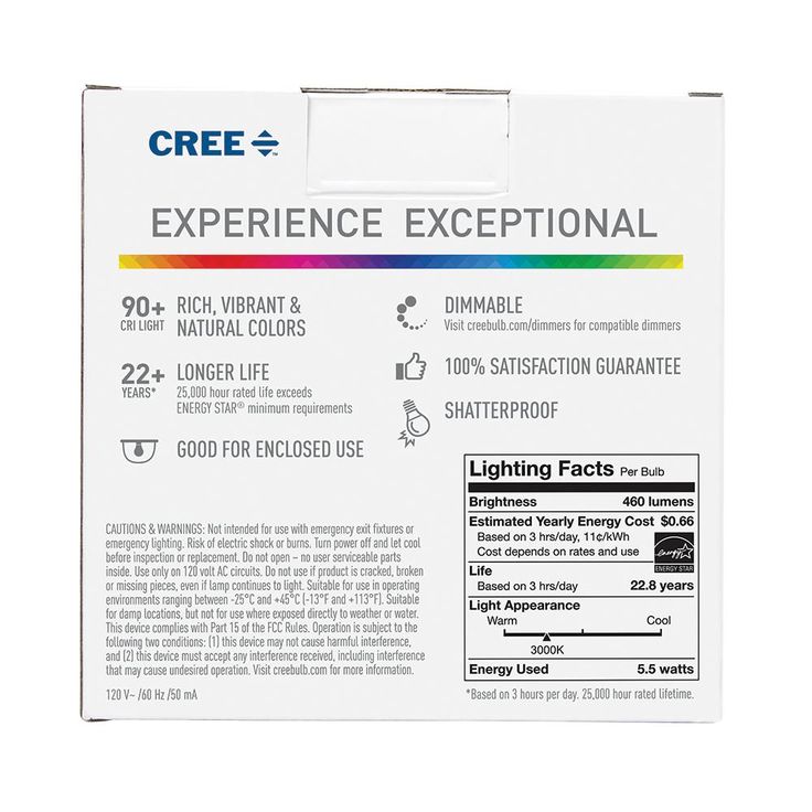 Cree 40W Equivalent Bright White (3000K) A19 Dimmable Exceptional Light Quality LED Light Bulb (2-Pack)