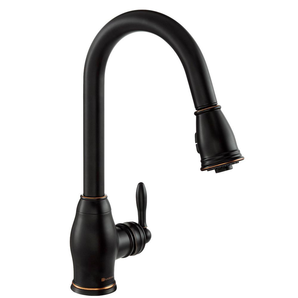 Newbury Single-Handle Pull-Down Sprayer Kitchen Faucet in Oil-Rubbed Bronze - Super Arbor