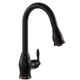 Newbury Single-Handle Pull-Down Sprayer Kitchen Faucet in Oil-Rubbed Bronze - Super Arbor