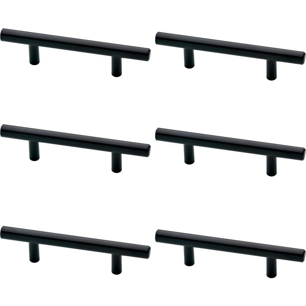 3 in. (76 mm) Flat Black Bar Drawer Pull (6-Pack) - Super Arbor