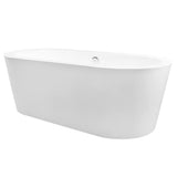 70.8 in. Acrylic Pop Up Drain Oval Double Ended Flatbottom Freestanding Bathtub in White - Super Arbor