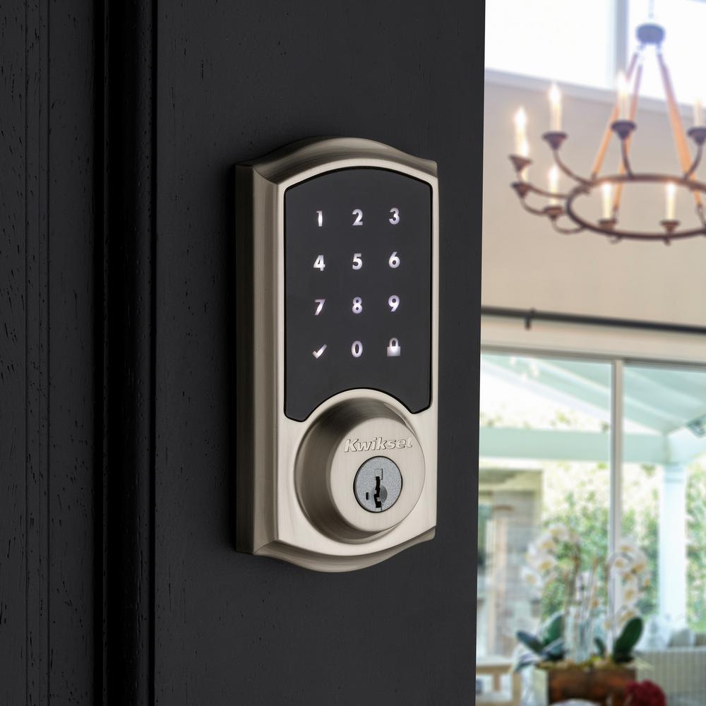 Z-Wave SmartCode Touchscreen Satin Nickel Single Cylinder Electronic Deadbolt featuring Juno Hall/Closet Knob - Super Arbor