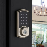 Z-Wave SmartCode Touchscreen Satin Nickel Single Cylinder Electronic Deadbolt featuring Juno Hall/Closet Knob - Super Arbor