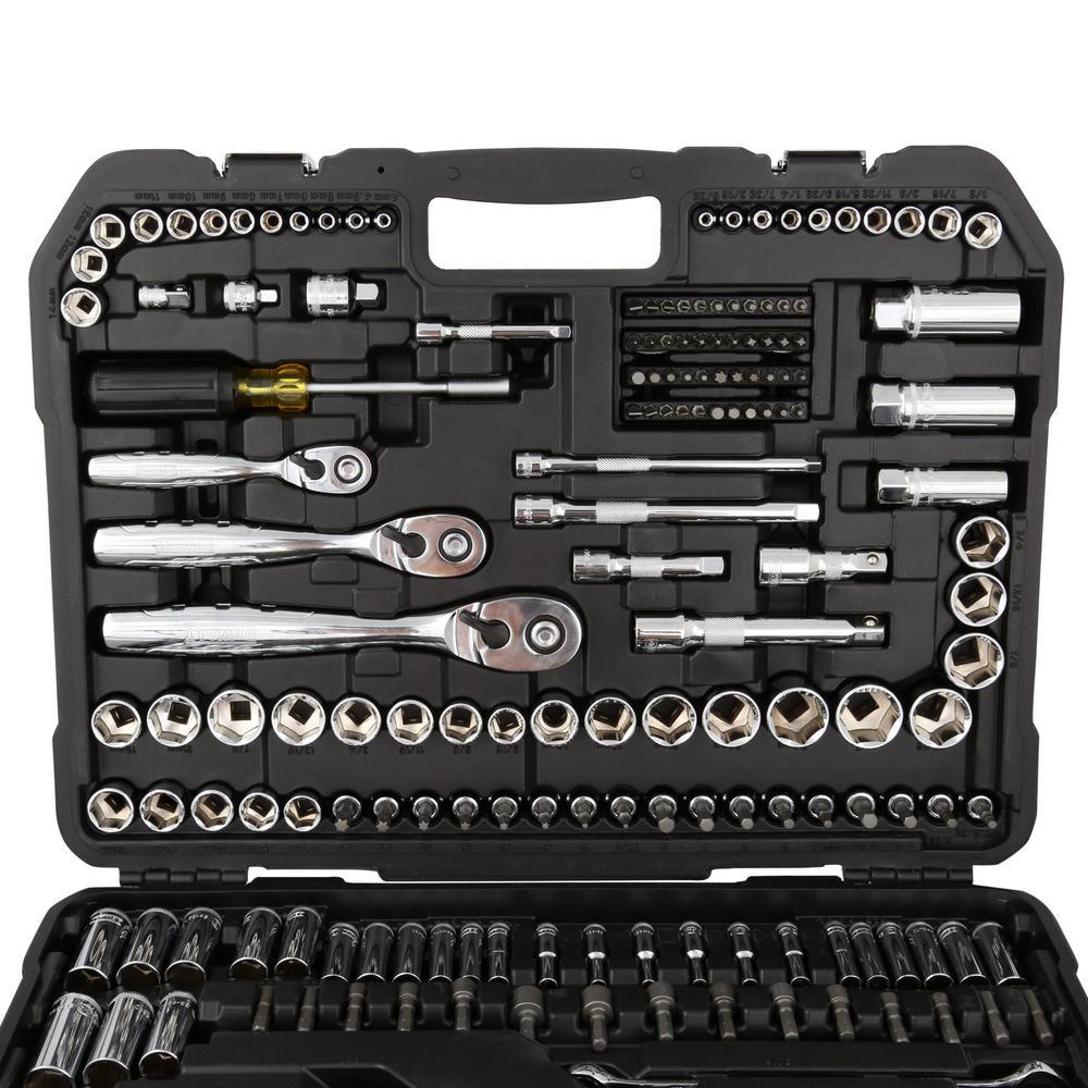 1/4 in., 3/8 in., and 1/2 in. Drive Polished Chrome Mechanics Tool Set (200-Piece) - Super Arbor