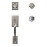 Schlage Custom Addison Satin Nickel Single Cylinder Door Handleset with Alexandria Glass Door Knob