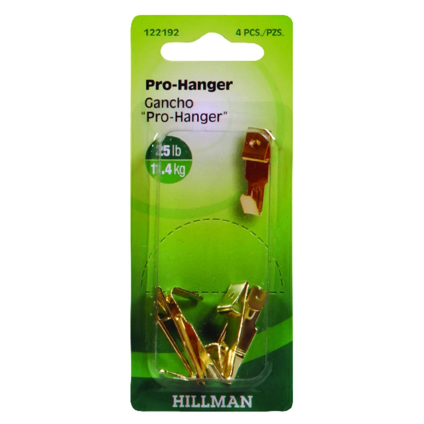 Hillman AnchorWire Brass-Plated Gold Professional Picture Hanger, 25 lb Capacity, 4 Pack