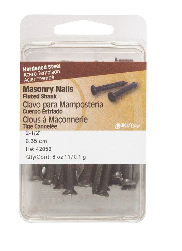 Hillman 2-1/2 in. Masonry Steel Nail, Flat Head, Fluted Shank (6 oz)