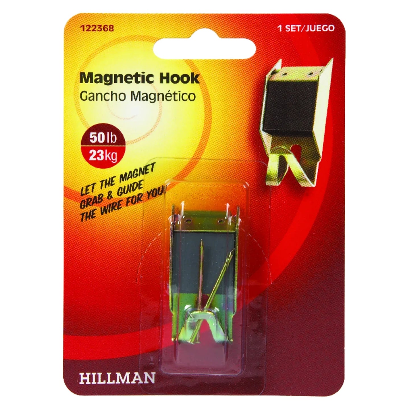 Hillman AnchorWire Brass-Plated Magnetic Picture Hanger, 50 lb, 1 Pack