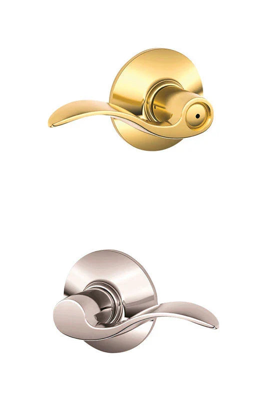 Schlage Traditional Bright Brass/Bright Chrome Bed and Bath Lever – Right or Left Handed
