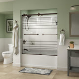 Crestfield 60 x 58-3/4 in. Frameless Contemporary Sliding Bathtub Door in Bronze with Clear Glass - Super Arbor