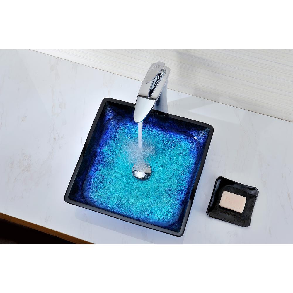 Kuku Deco-Glass Vessel Sink in Blazing Blue - Super Arbor