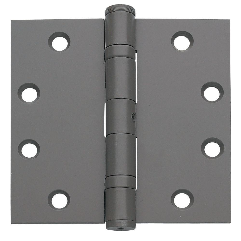 4.5 in. x 4.5 in. Brushed Chrome Ball Bearing Non-Removable Pin Steel Hinge (Set of 3) - Super Arbor