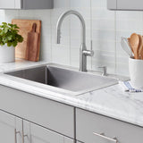 Upson Single-Handle Touchless Pull-Down Kitchen Faucet with TurboSpray and FastMount and Soap Dispenser in Stainless - Super Arbor