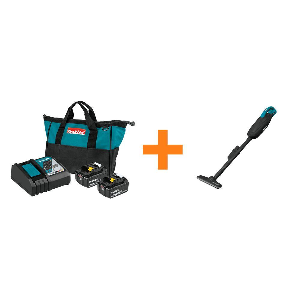 18-Volt LXT Lithium-Ion 4.0 Ah Battery and Rapid Optimum Charger Starter Pack with Bonus 18-Volt LXT Handheld Vacuum - Super Arbor