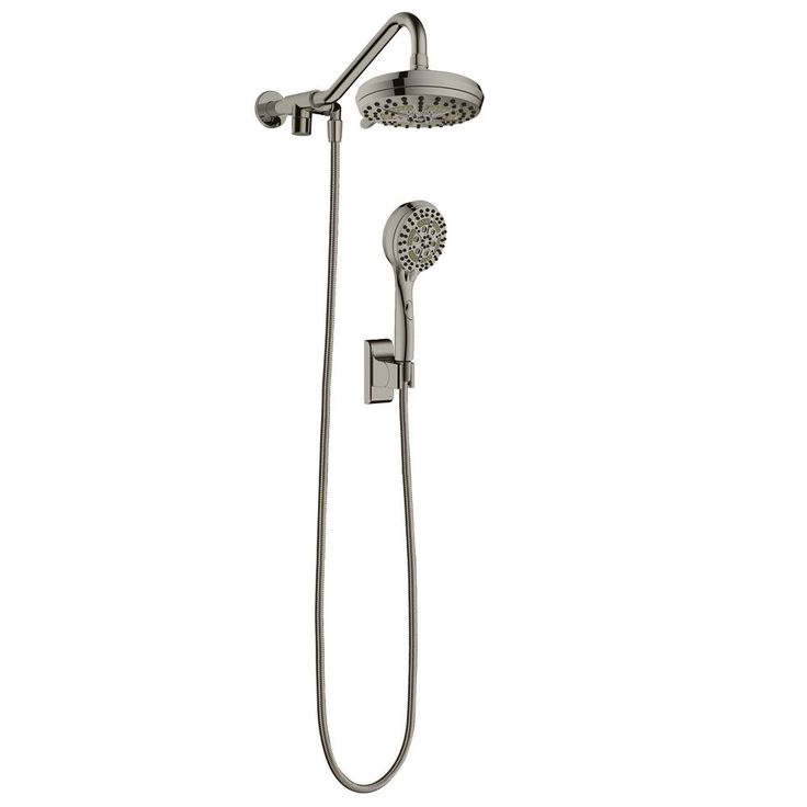 6-spray 7 in. Dual Shower Head and Handheld Shower Head with Low Flow in Brushed-Nickel