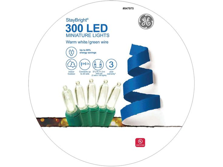 GE StayBright 300-Count 74.5-ft Warm White LED Plug-In Christmas String Lights