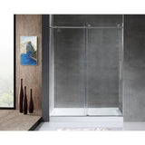 Leon 60 in. x 76 in. Frameless Sliding Shower Door in Brushed Nickel with Handle - Super Arbor