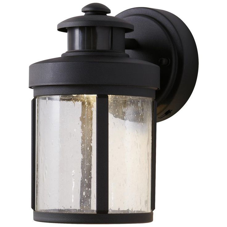 Black Motion Sensor Outdoor Integrated LED Wall Lantern Sconce