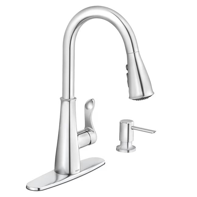 Moen Hadley Chrome 1-Handle Deck-Mount Pull-Down Handle Kitchen Faucet (Deck Plate Included)