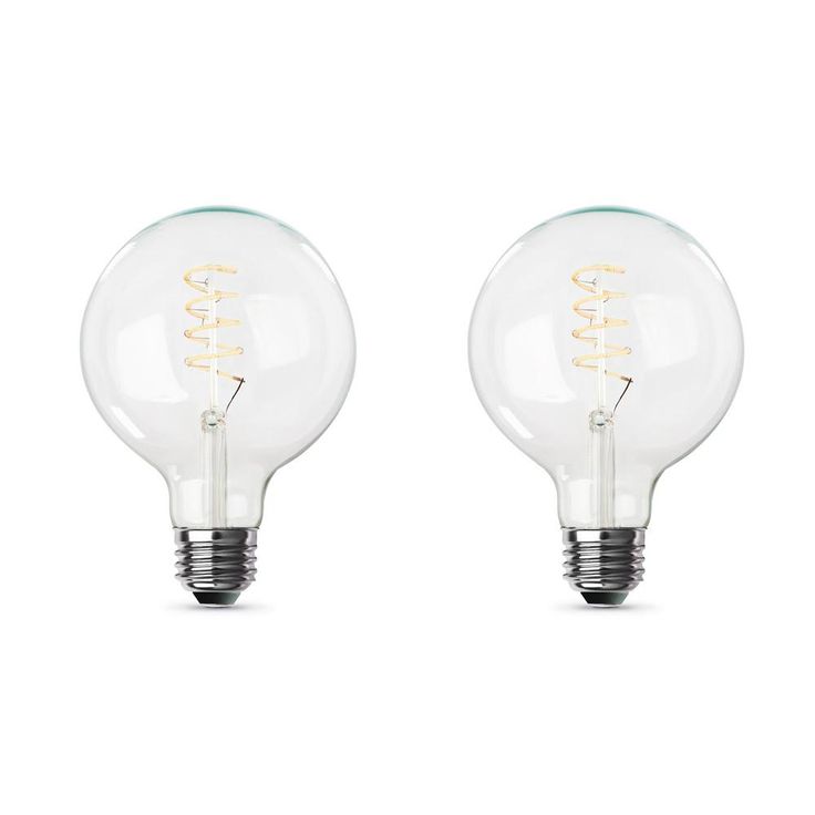 Feit Electric 60-Watt Equivalent G40 Dimmable LED Clear Glass Vintage Edison Light Bulb With Spiral Filament Warm White (2-Pack)