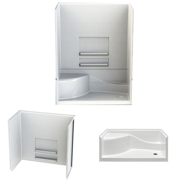 Varia Subway 30 in. x 60 in x 76 in. 4 -pc AcrylX Acrylic Finished Shower Stall w/Right Drain & Left Seat in White