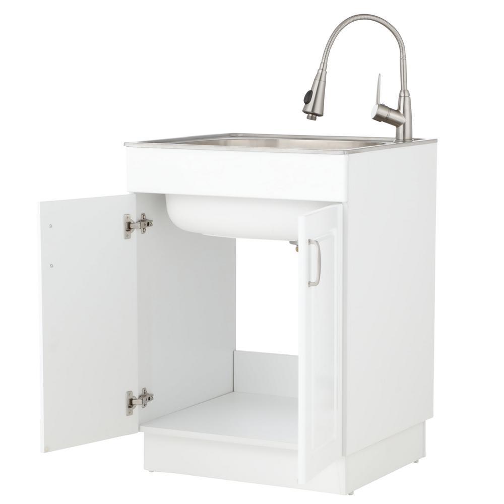 All-in-One 24.2 in. x 21.3 in. x 33.8 in. Stainless Steel Laundry/ Utility Sink and Cabinet - Super Arbor