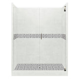 Del Mar Grand Hinged 36 in. x 54 in. x 80 in. Center Drain Alcove Shower Kit in Natural Buff and Satin Nickel Hardware - Super Arbor
