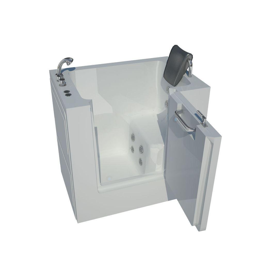 HD Series 46 in. Right Drain Quick Fill Walk-In Whirlpool Bath Tub with Powered Fast Drain in White - Super Arbor