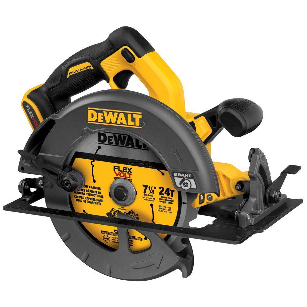 FLEXVOLT 60-Volt MAX Lithium-Ion Cordless Brushless 7-1/4 in. Circular Saw with Battery 2Ah, 1-Hour Charger and Case - Super Arbor
