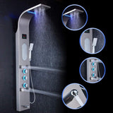 55 in. 5-Jet Shower Panel System with LED Rainfall Mist Shower Head Hand Shower Wand and Tub Spout in Brushed Nickel