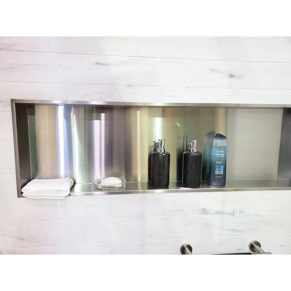 Storage Pod 34.5 in. x 14 in. 18-Gauge Stainless Steel Shower Niche - Super Arbor