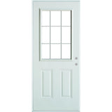 36 in. x 80 in. Colonial 9 Lite 2-Panel Painted White Left-Hand Steel Prehung Front Door with Internal Grille - Super Arbor