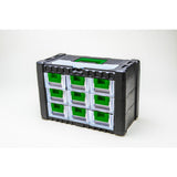 15 in. 9-Drawer Plastic Tool Box in Green or Black - Super Arbor