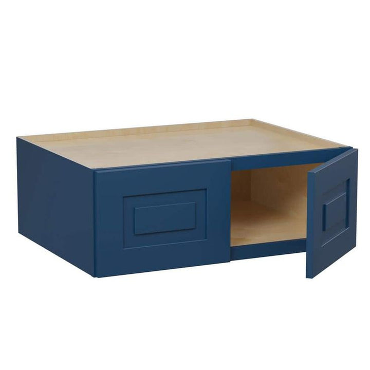 Home Decorators Collection Grayson 36 in. W x 24 in. D x 12 in. H Assembled Plywood Wall Bridge Kitchen Cabinet in Mythic Blue with Soft Close
