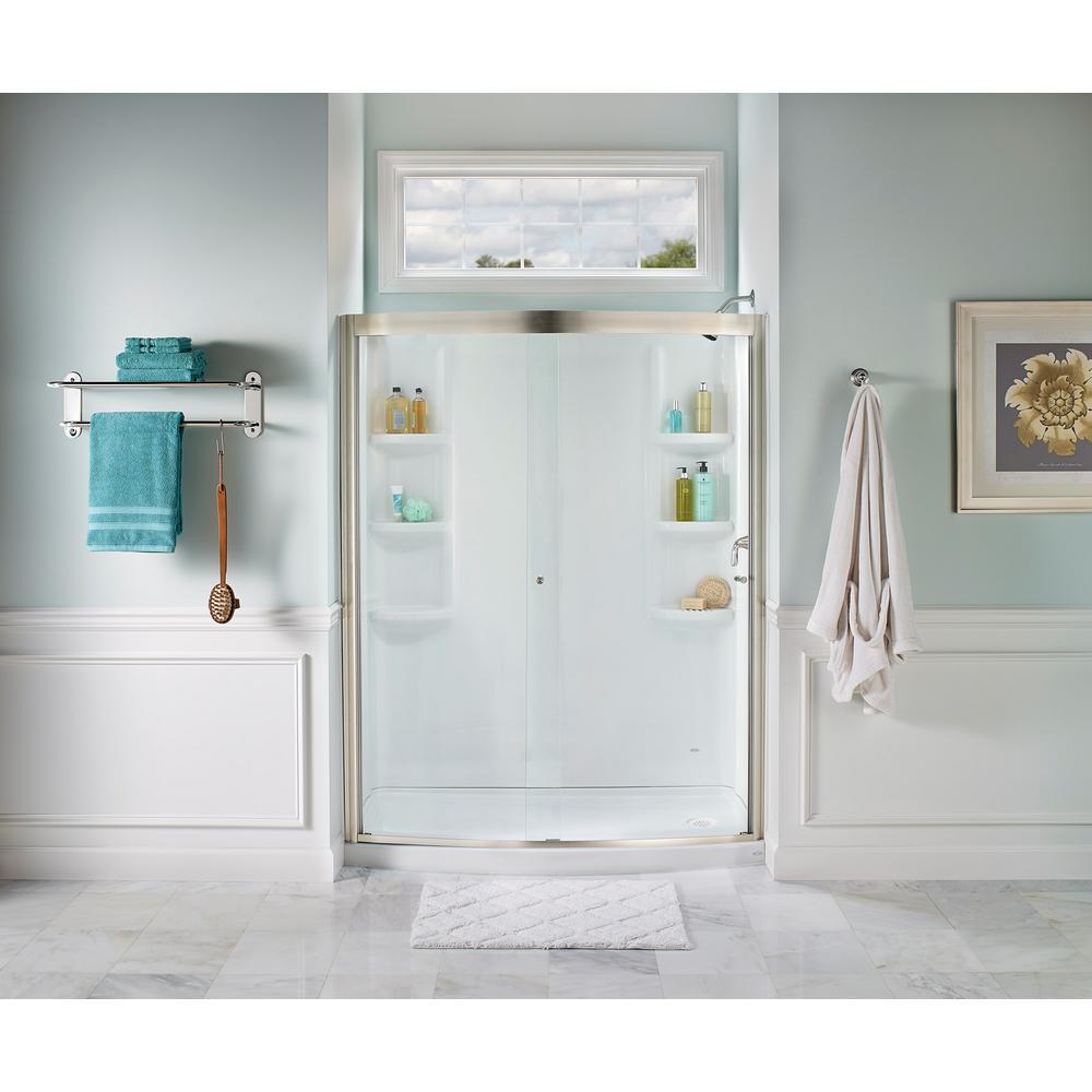 Ovation 33.5 in. x 60 in. x 75.25 in. Combo 5-Piece Shower Kit Left Drain in Arctic - Super Arbor
