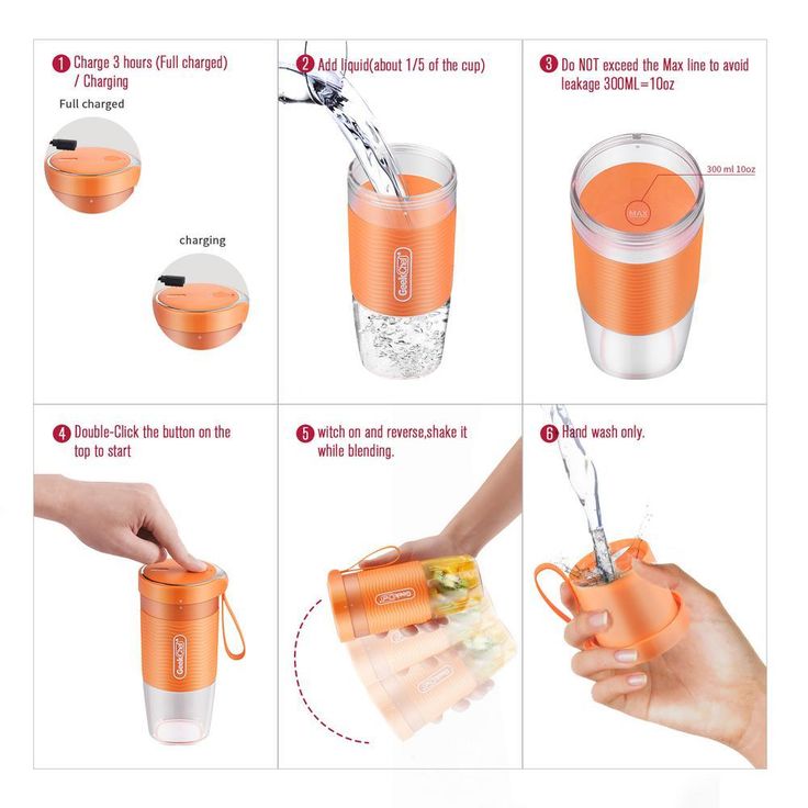 10 oz. Single Speed Orange Portable Personal Blender with USB Rechargeable