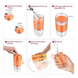 10 oz. Single Speed Orange Portable Personal Blender with USB Rechargeable