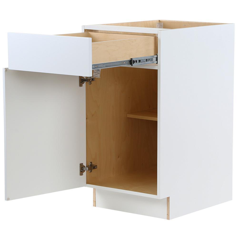 Cambridge Shaker Assembled 18 in. x 34.5 in. x 24.5 in. Base Cabinet w/ 1 Soft Close Drawer & 1 Soft Close Door in White - Super Arbor