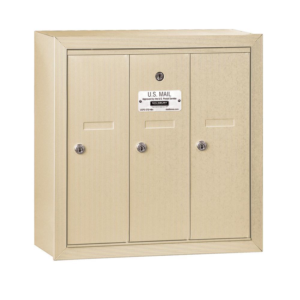 3500 Series Bronze Surface-Mounted Private Vertical Mailbox with 3 Doors - Super Arbor