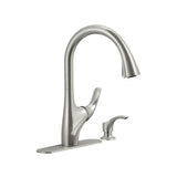 Trielle Single-Handle Pull-Down Sprayer Kitchen Faucet in Chrome - Super Arbor