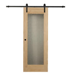34 in. x 84 in. Timber Hill Rain Glass and Unfinished Pine Wood Sliding Barn Door Slab with Hardware Kit - Super Arbor
