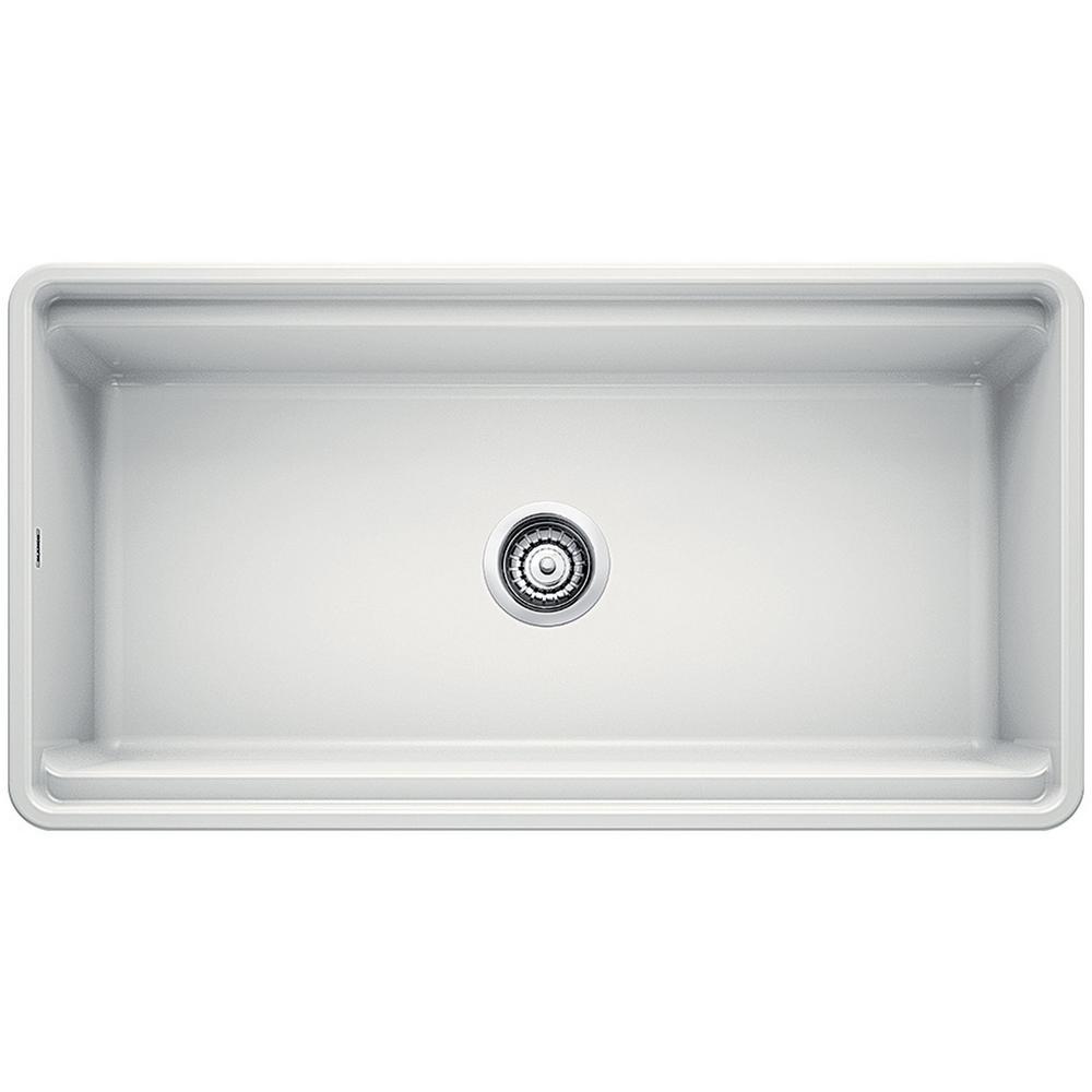 PROFINA Farmhouse Apron-Front Fireclay 36 in. Single Bowl Kitchen Sink with Beechwood Cutting Board in White - Super Arbor