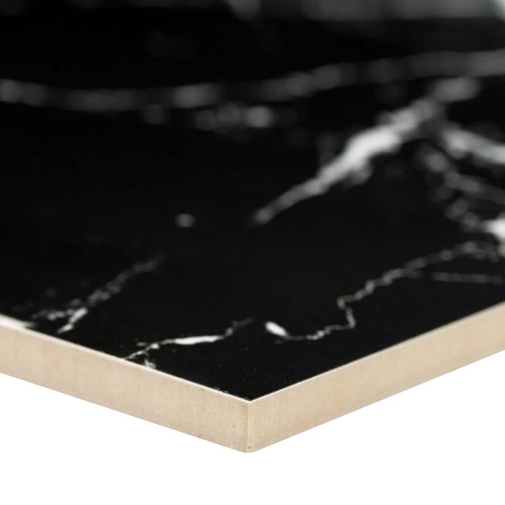 MSI Aashini Black 16 in. x 32 in. Polished Porcelain Floor and Wall Tile (14.20 sq. ft./Case)