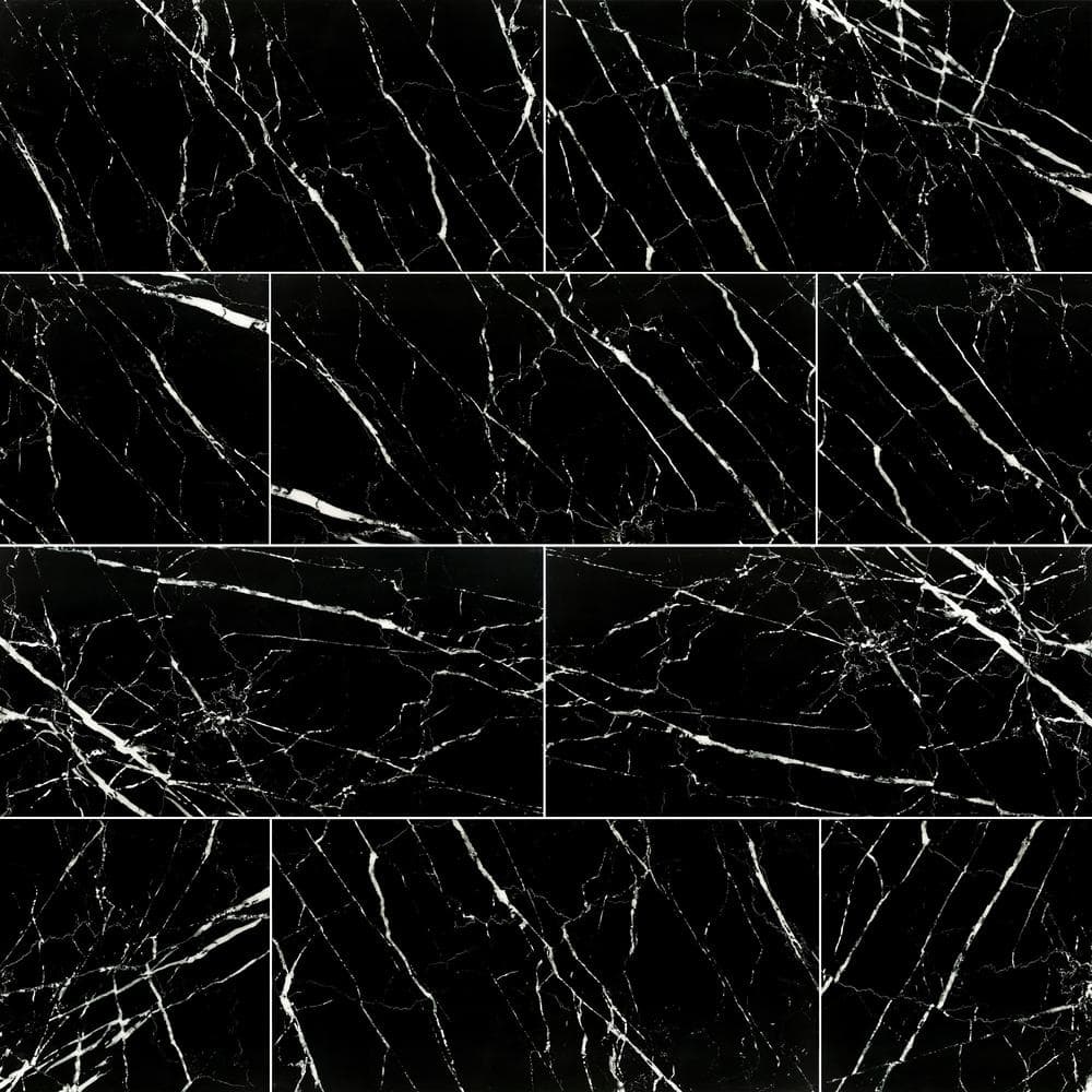 MSI Aashini Black 16 in. x 32 in. Polished Porcelain Floor and Wall Tile (14.20 sq. ft./Case)