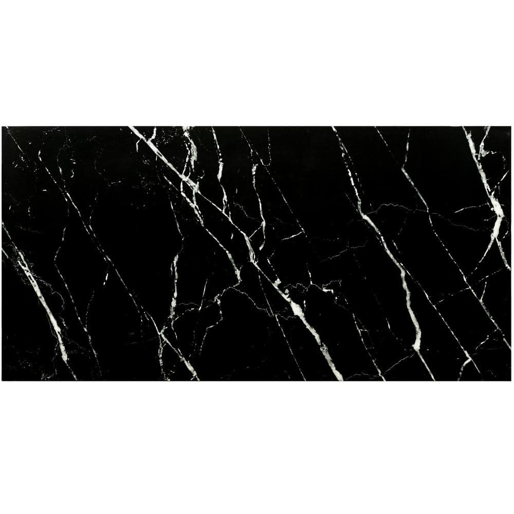MSI Aashini Black 16 in. x 32 in. Polished Porcelain Floor and Wall Tile (14.20 sq. ft./Case)
