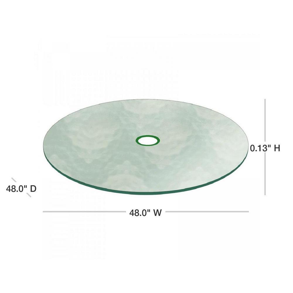 48 in. Aquatex Round Patio Glass Table Top, 3/16 in. Thickness Tempered Flat Edge Polished with 2-1/4 in. Hole - Super Arbor