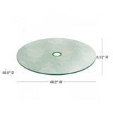 48 in. Aquatex Round Patio Glass Table Top, 3/16 in. Thickness Tempered Flat Edge Polished with 2-1/4 in. Hole - Super Arbor